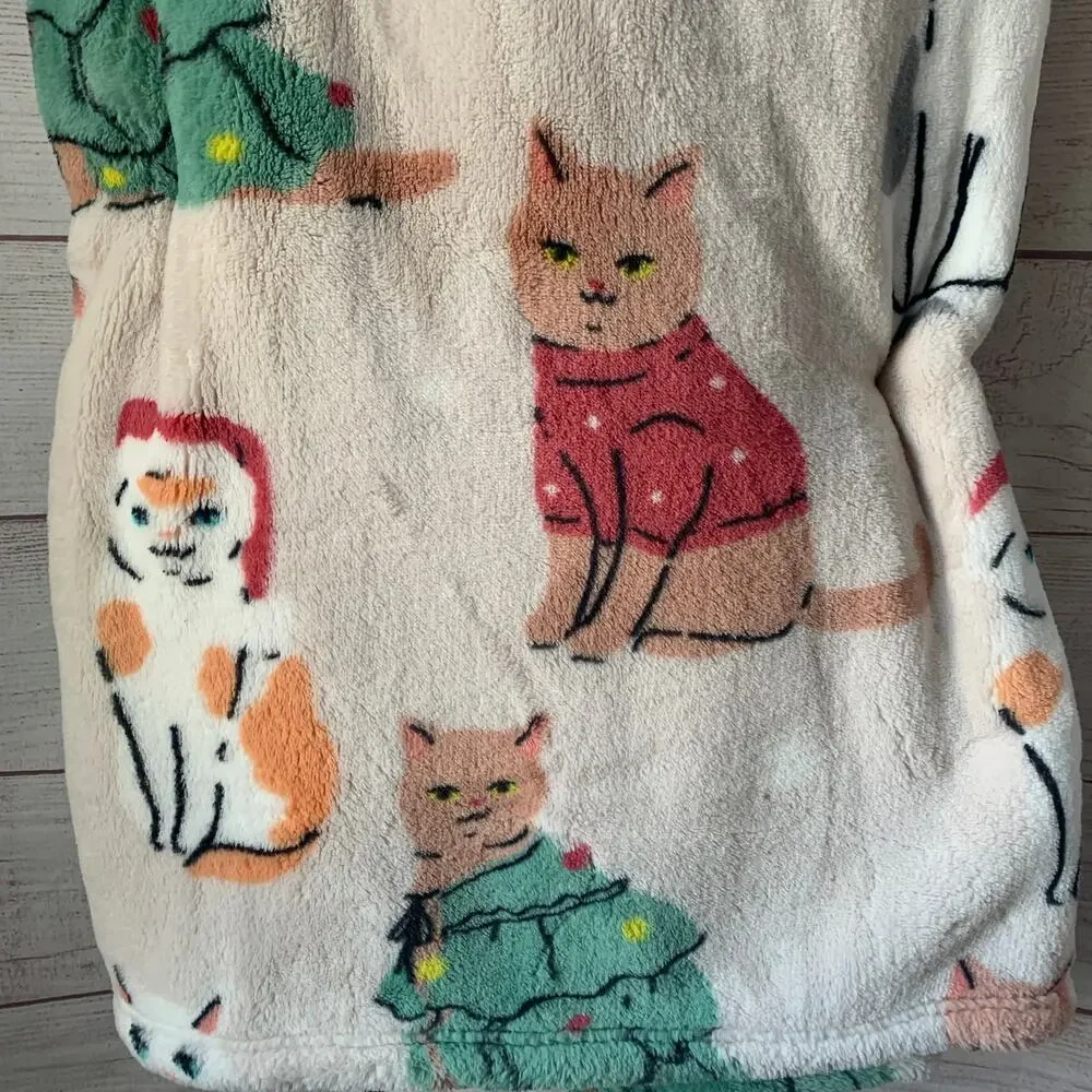 TisThe Season Christmas Cat Blanket Oversized Plush Throw 60x70